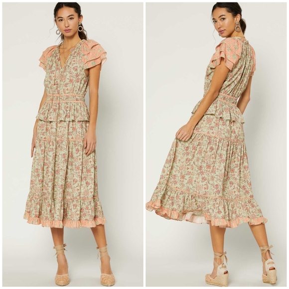 CURRENT AIR Boho Chic Floral Midi Dress - Picture 6 of 9